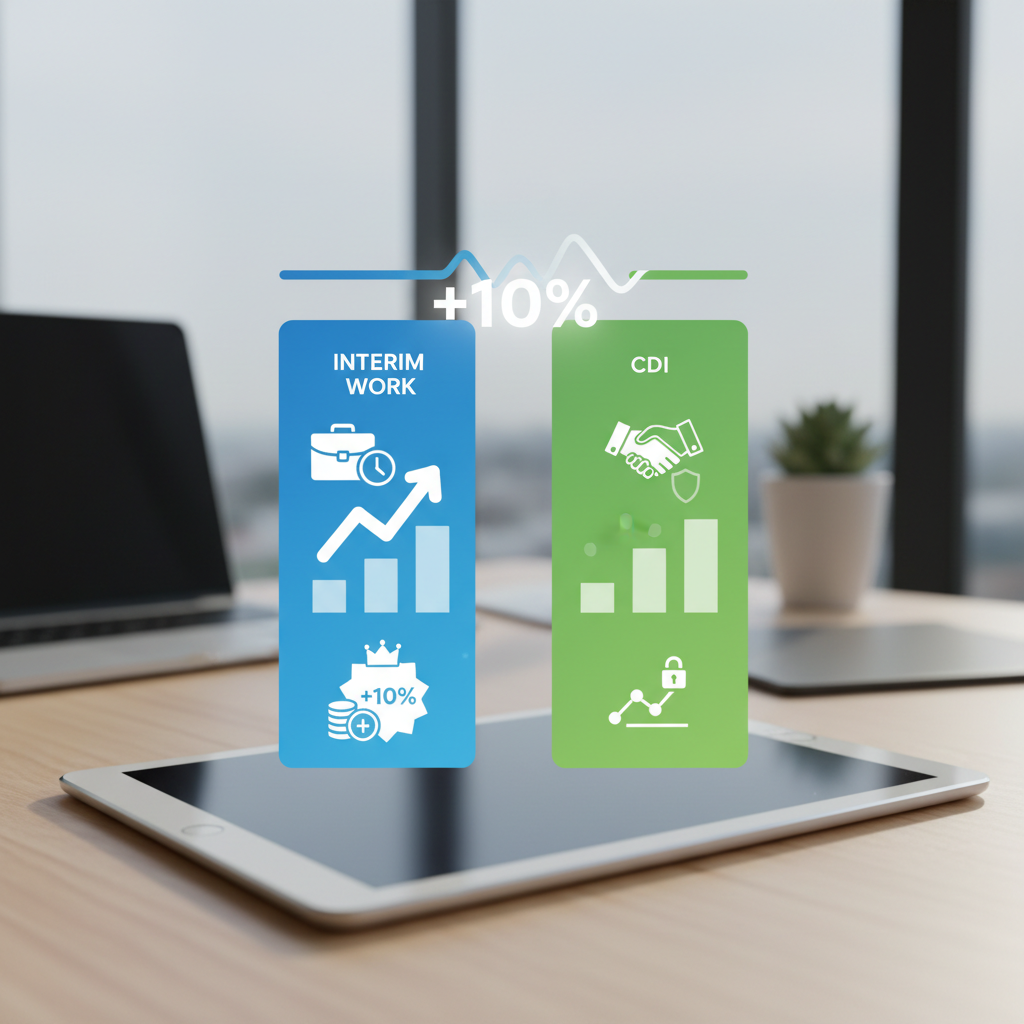 Tableau comparatif des avantages financiers intérim vs CDI.