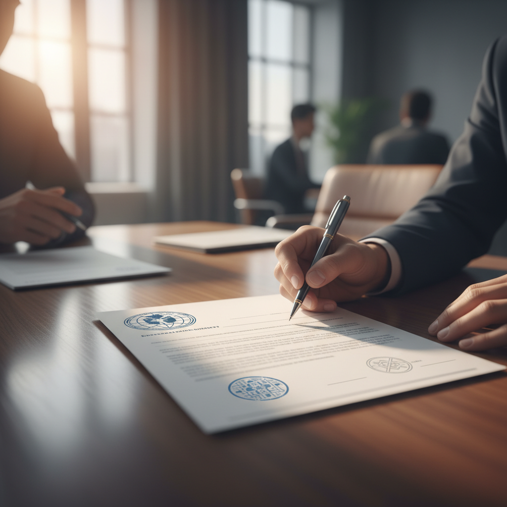 Signature de contrat de travail UE, sécurité juridique assurée.